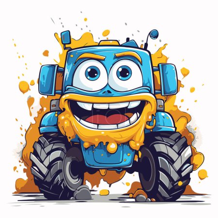 Illustration for Cartoon monster on a background with splashes. Vector illustration. - Royalty Free Image