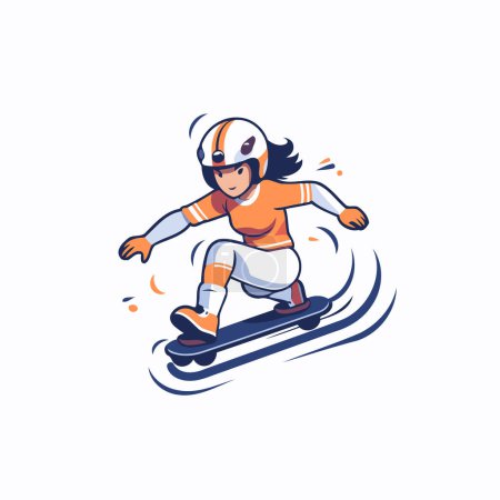 Illustration for Skiing girl. Vector illustration. Isolated on white background. - Royalty Free Image