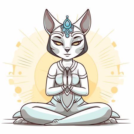 Illustration for Buddha meditating in lotus pose. Vector illustration. - Royalty Free Image