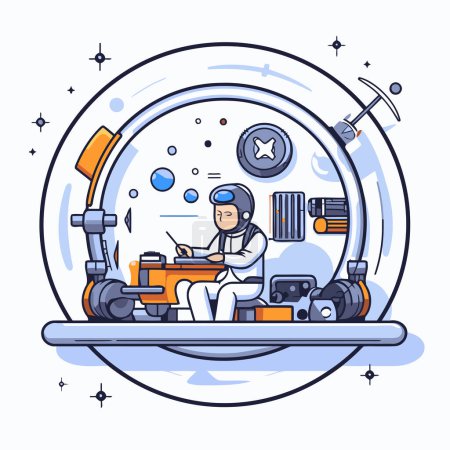 Illustration for Astronaut in space. Astronaut in spacesuit. Vector illustration - Royalty Free Image