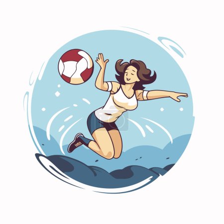 Téléchargez les illustrations : Joueur de volley. Une fille avec une balle à la main. Illustration vectorielle - en licence libre de droit