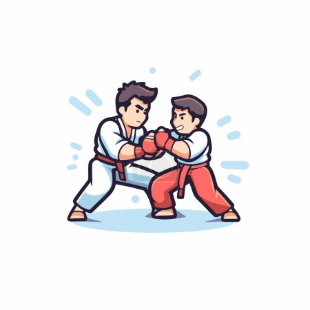 Illustration for Cartoon karate fighter. Vector illustration in flat design style. - Royalty Free Image