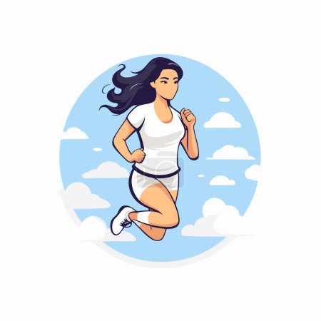 Illustration for Woman running. Vector illustration in flat cartoon style. Healthy lifestyle. - Royalty Free Image