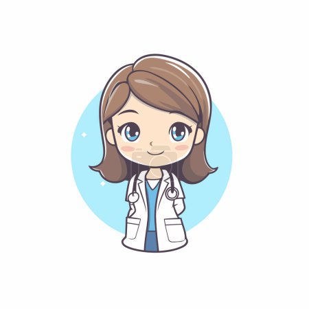 Illustration for Cute female doctor cartoon character. Vector illustration for your design. - Royalty Free Image