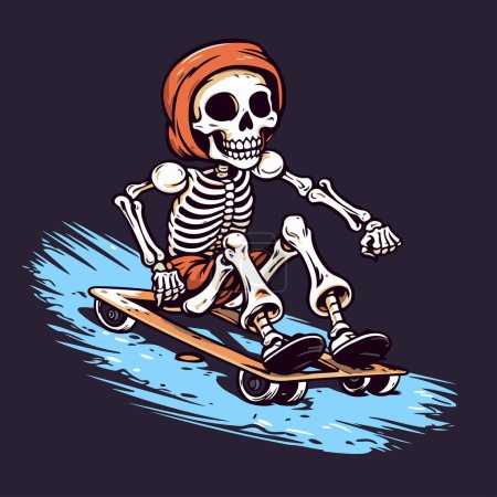 Illustration for Skateboarder. Vector illustration of a skeleton on skateboard. - Royalty Free Image