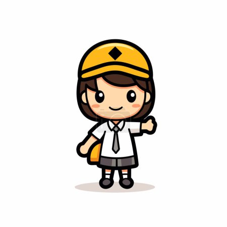Illustration for Thumbs Up - Cute School Girl Cartoon Character Vector Illustration - Royalty Free Image