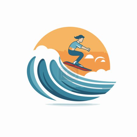 Illustration for Surfing vector logo. Surfer on the wave. Vector illustration. - Royalty Free Image