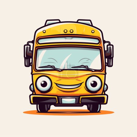 Ilustración de Autobús escolar de dibujos animados. Ilustración vectorial de un personaje de autobús escolar. - Imagen libre de derechos