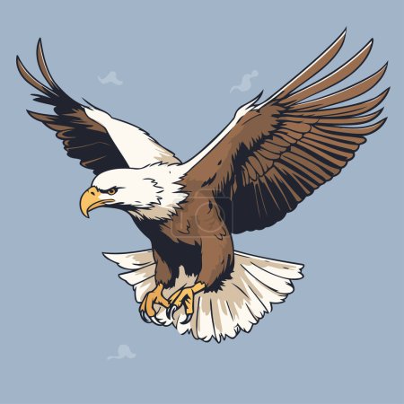 Téléchargez les illustrations : Aigle volant dans le ciel. Illustration vectorielle d'un aigle américain. - en licence libre de droit