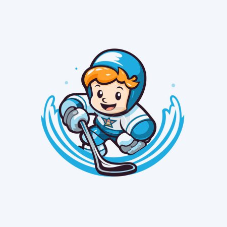 Illustration for Hockey player vector mascot design. Ice hockey sport logo concept. - Royalty Free Image