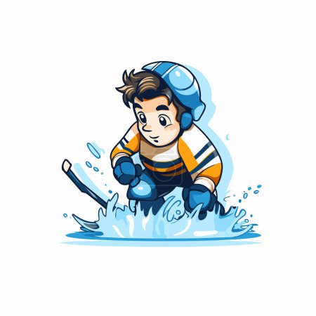 Téléchargez les illustrations : Joueur de hockey sur glace. Illustration vectorielle isolée sur fond blanc. - en licence libre de droit