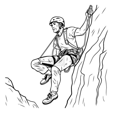 Ilustración de Hombre subiendo a un acantilado. Ilustración vectorial lista para corte de vinilo. - Imagen libre de derechos