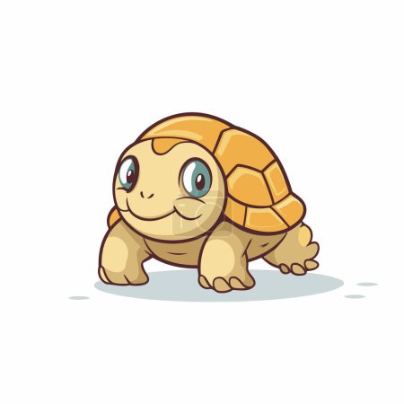 Cute Cartoon Turtle. Vector illustration isolated on a white background.