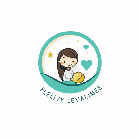 Illustration for Cute little girl holding a star and a globe. Vector illustration. - Royalty Free Image
