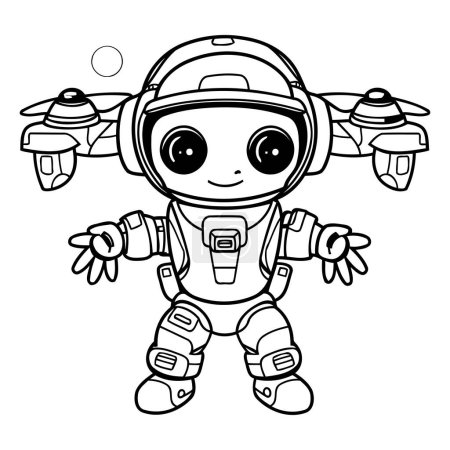 Illustration for Coloring Page Outline Of Astronaut Cartoon Character Vector Illustration - Royalty Free Image