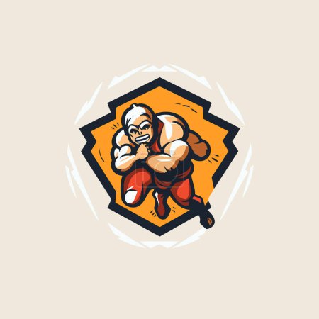Ilustración de Plantilla vectorial de diseño de logotipo de mascota de Kung fu. emblema de las artes marciales. - Imagen libre de derechos