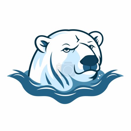 Ilustración de Oso polar nadando en el agua. Ilustración vectorial sobre fondo blanco - Imagen libre de derechos