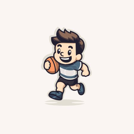 Illustration for Illustration of a cute boy playing rugby with a ball. Vector illustration. - Royalty Free Image