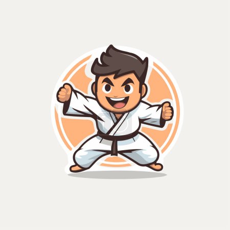 Illustration for Taekwondo Cartoon Mascot Character Vector Illustration. - Royalty Free Image