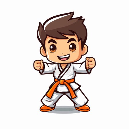 Ilustración de Taekwondo personaje de dibujos animados estilo vector ilustración. Aislado sobre blanco. - Imagen libre de derechos