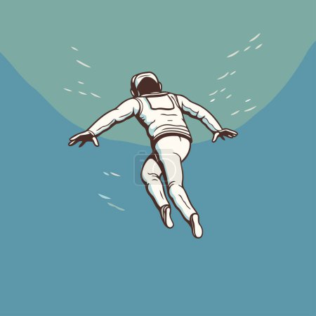 Astronaut im All. Vektorillustration eines fliegenden Mannes.