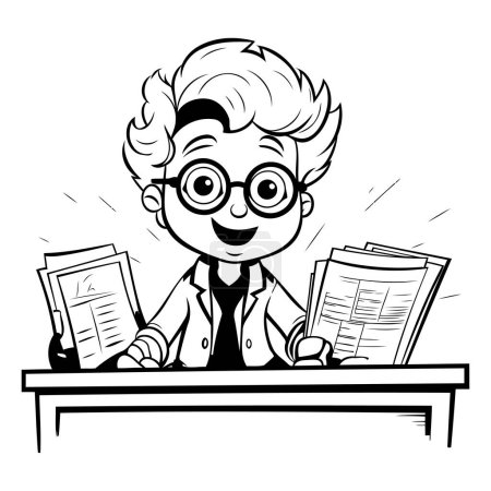 Téléchargez les illustrations : Enseignant - Illustration en noir et blanc du personnage de l'enseignant pour le livre à colorier - en licence libre de droit