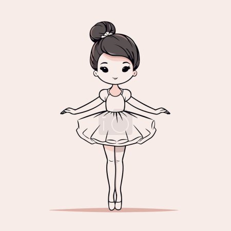 Téléchargez les illustrations : Jolie petite ballerine en tutu blanc. Illustration vectorielle. - en licence libre de droit