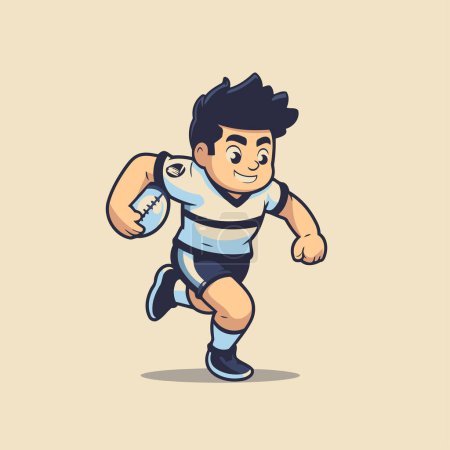 Illustration for Cartoon rugby player running. Vector illustration of a sportsman. - Royalty Free Image
