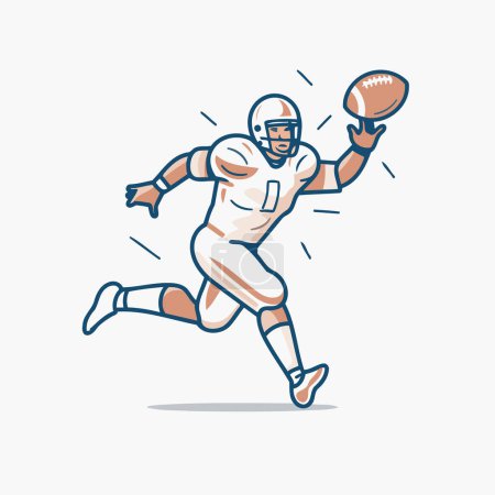 Illustration for American football player running with ball. Vector illustration in cartoon style. - Royalty Free Image
