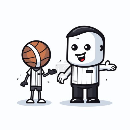 Illustration for Basketball player cartoon mascot vector illustration. Cute cartoon basketball player character. - Royalty Free Image
