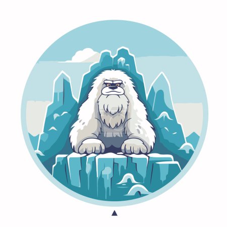 Ilustración de Gorila sentado en la roca. Ilustración vectorial en estilo de dibujos animados. - Imagen libre de derechos