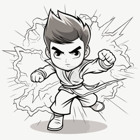 Illustration for Kung fu kung fu boy cartoon vector illustration graphic design. - Royalty Free Image