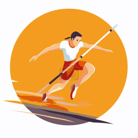 Illustration for Athlete in running race. Flat vector illustration on white background. - Royalty Free Image