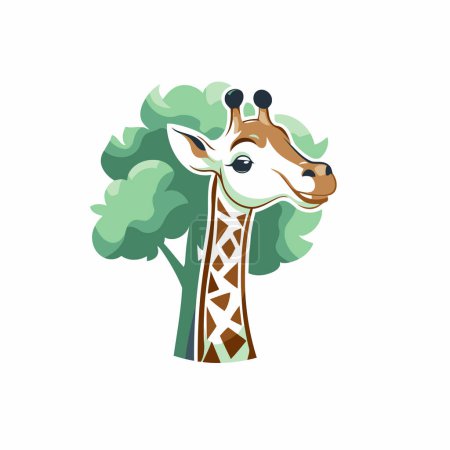 Téléchargez les illustrations : Vecteur de tête de girafe Illustration isolée sur fond blanc. - en licence libre de droit