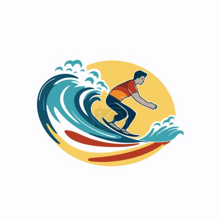 Illustration for Surfer vector logo template. Surfer icon. Vector illustration. - Royalty Free Image