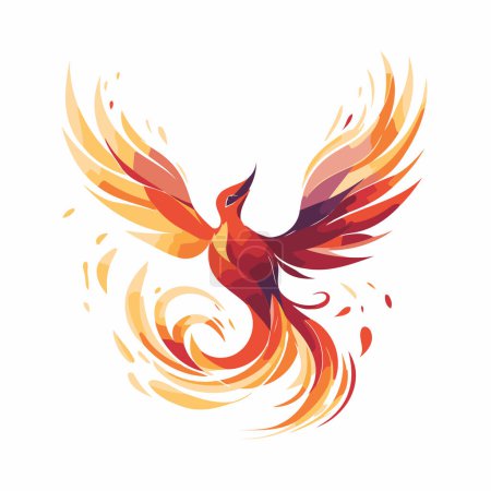 Illustration for Vector image of a red bird with wings in the form of fire. - Royalty Free Image