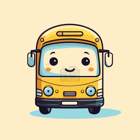 Illustration for Cute school bus character. Vector illustration of cute school bus. - Royalty Free Image