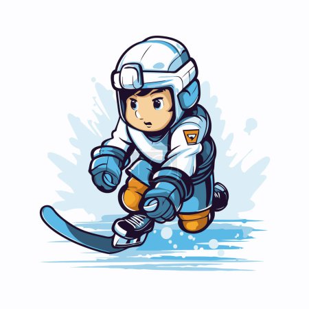 Illustration for Vector illustration of a snowboarder. ice hockey player. Cartoon style. - Royalty Free Image