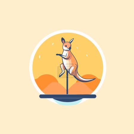 Illustration for Kangaroo on a seesaw. Flat style vector illustration. - Royalty Free Image