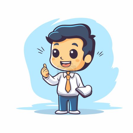 Illustration for Businessman showing thumbs up. Vector character design. Cartoon style. - Royalty Free Image