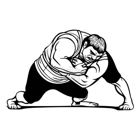Illustration for Vector illustration of Sumo wrestler. Sumo wrestler. Sumo wrestling - Royalty Free Image