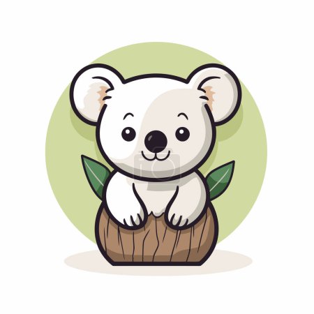 Téléchargez les illustrations : Mignon koala ours assis sur la noix de coco. Illustration vectorielle. - en licence libre de droit