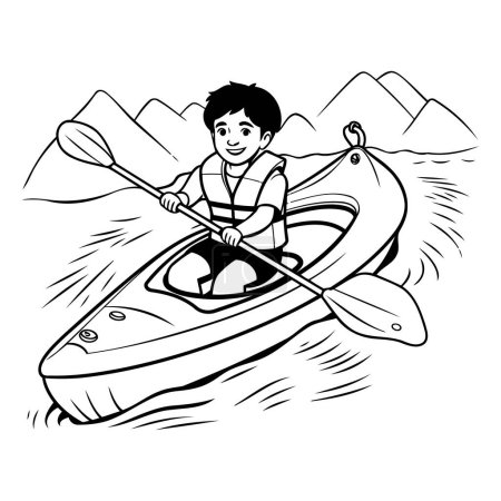 Illustration for Illustration of a young man in a kayak. Vector illustration. - Royalty Free Image
