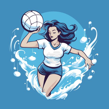 Illustration for Volleyball girl player with ball in hand. vector illustration. - Royalty Free Image