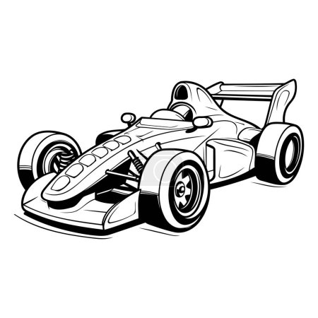 Ilustración de Ilustración de un coche de carreras sobre un fondo blanco. Ilustración vectorial - Imagen libre de derechos