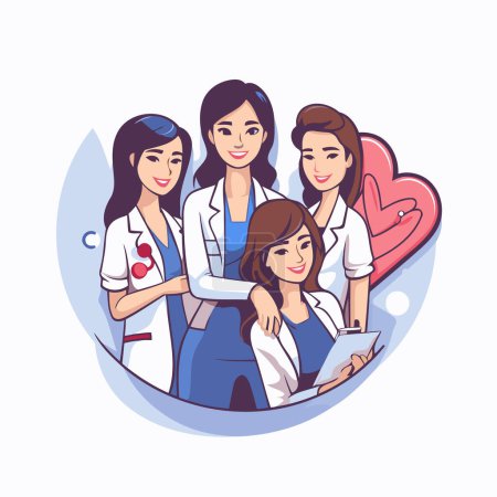 Illustration for Vector illustration of a group of doctors. Medical team. Flat design. - Royalty Free Image