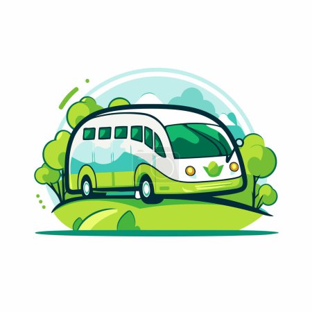 Ilustración de Viajando en autobús por el parque. Ilustración vectorial sobre fondo blanco. - Imagen libre de derechos