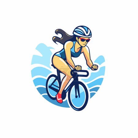 Illustration for Cyclist riding a bike. Vector illustration in a flat style - Royalty Free Image