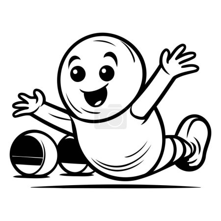 Illustration for Illustration of a Kid Roller Skating Mascot Cartoon Character - Royalty Free Image