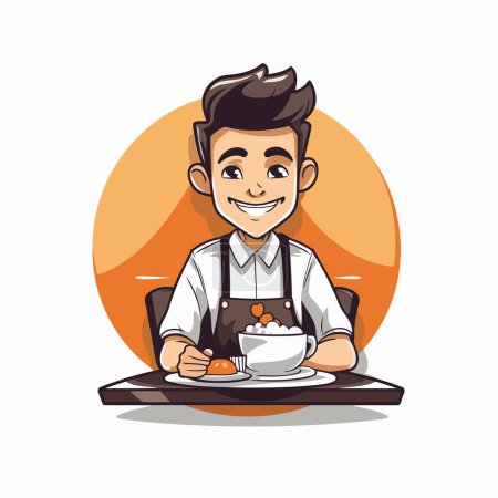 Illustration for Handsome man with coffee cup cartoon icon vector illustration graphic design - Royalty Free Image